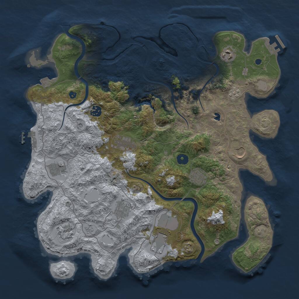 Rust Map: Procedural Map, Size: 4000, Seed: 5424327, 16 Monuments
