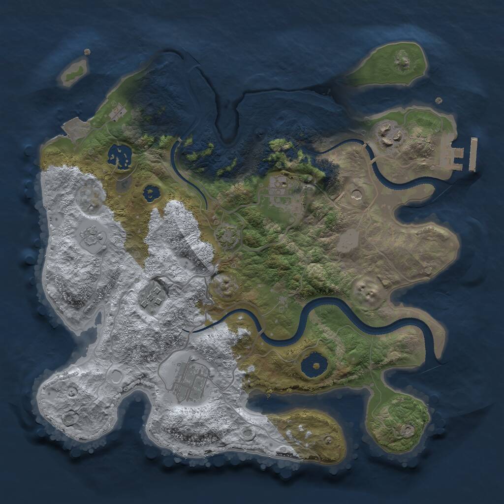 Rust Map: Procedural Map, Size: 3000, Seed: 16317, 10 Monuments