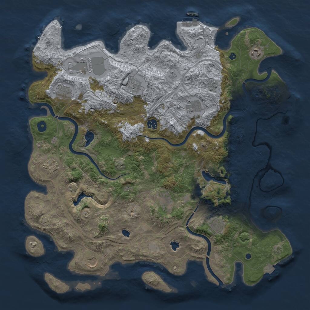 Rust Map: Procedural Map, Size: 4500, Seed: 54328675, 17 Monuments