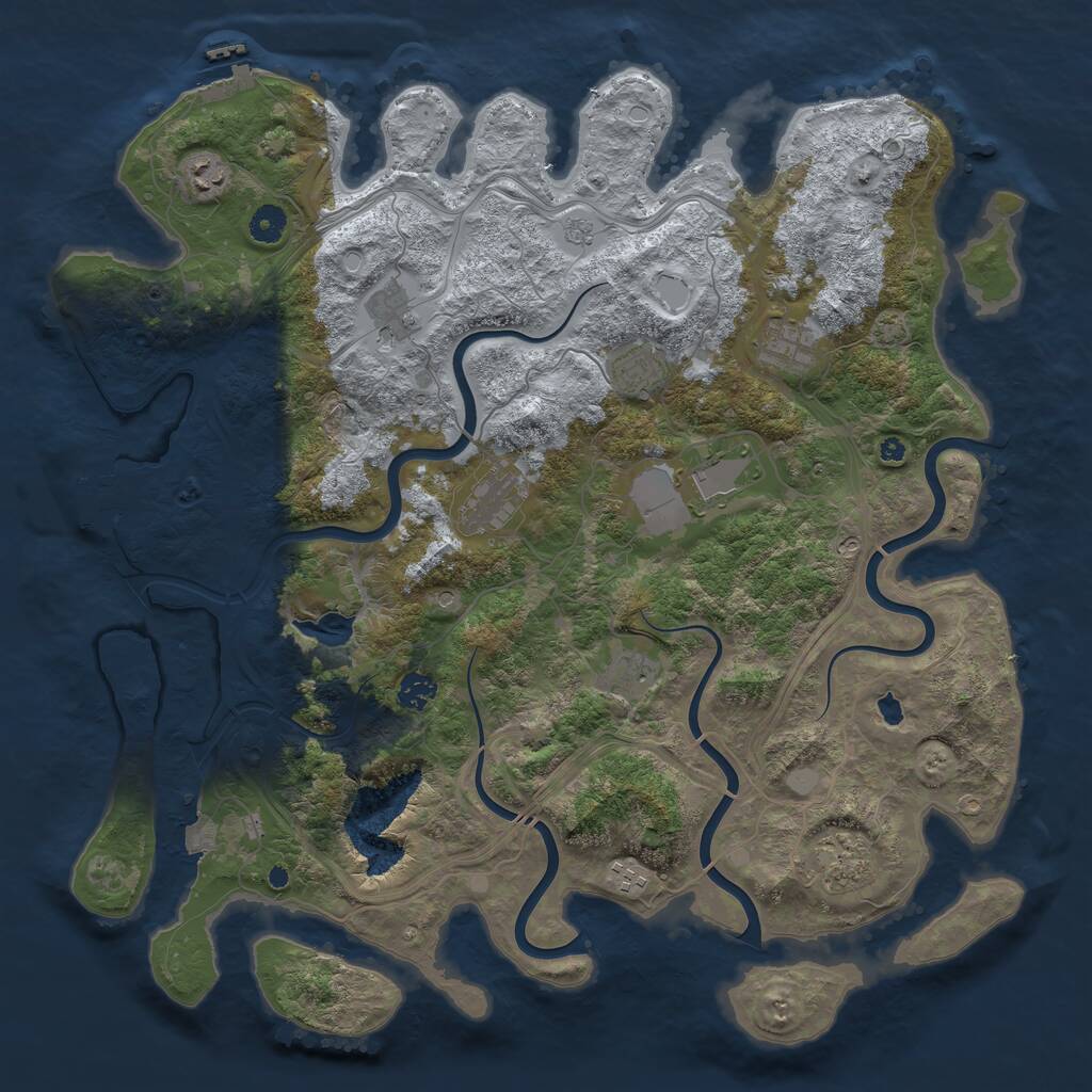 Rust Map: Procedural Map, Size: 4401, Seed: 334753, 16 Monuments