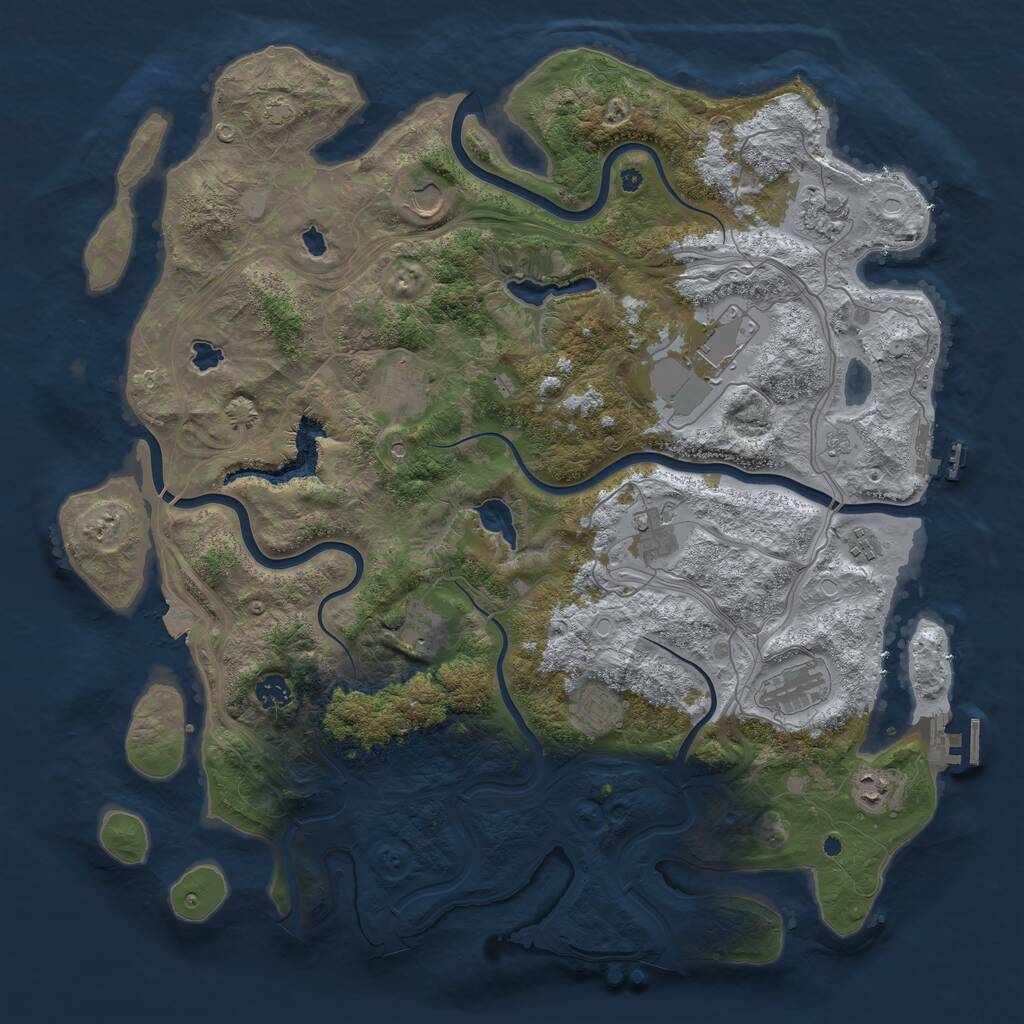 Rust Map: Procedural Map, Size: 4500, Seed: 748816860, 17 Monuments