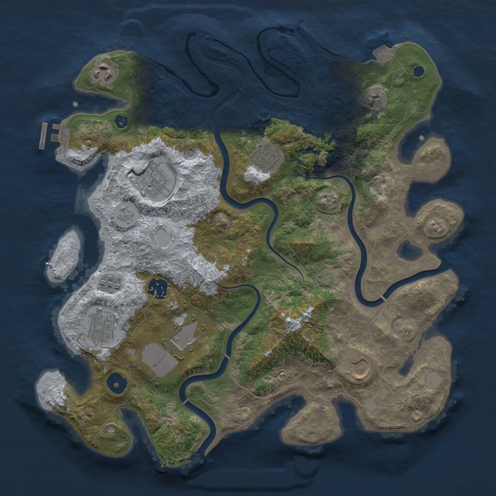 Rust Map: Procedural Map, Size: 3700, Seed: 769769576, 13 Monuments