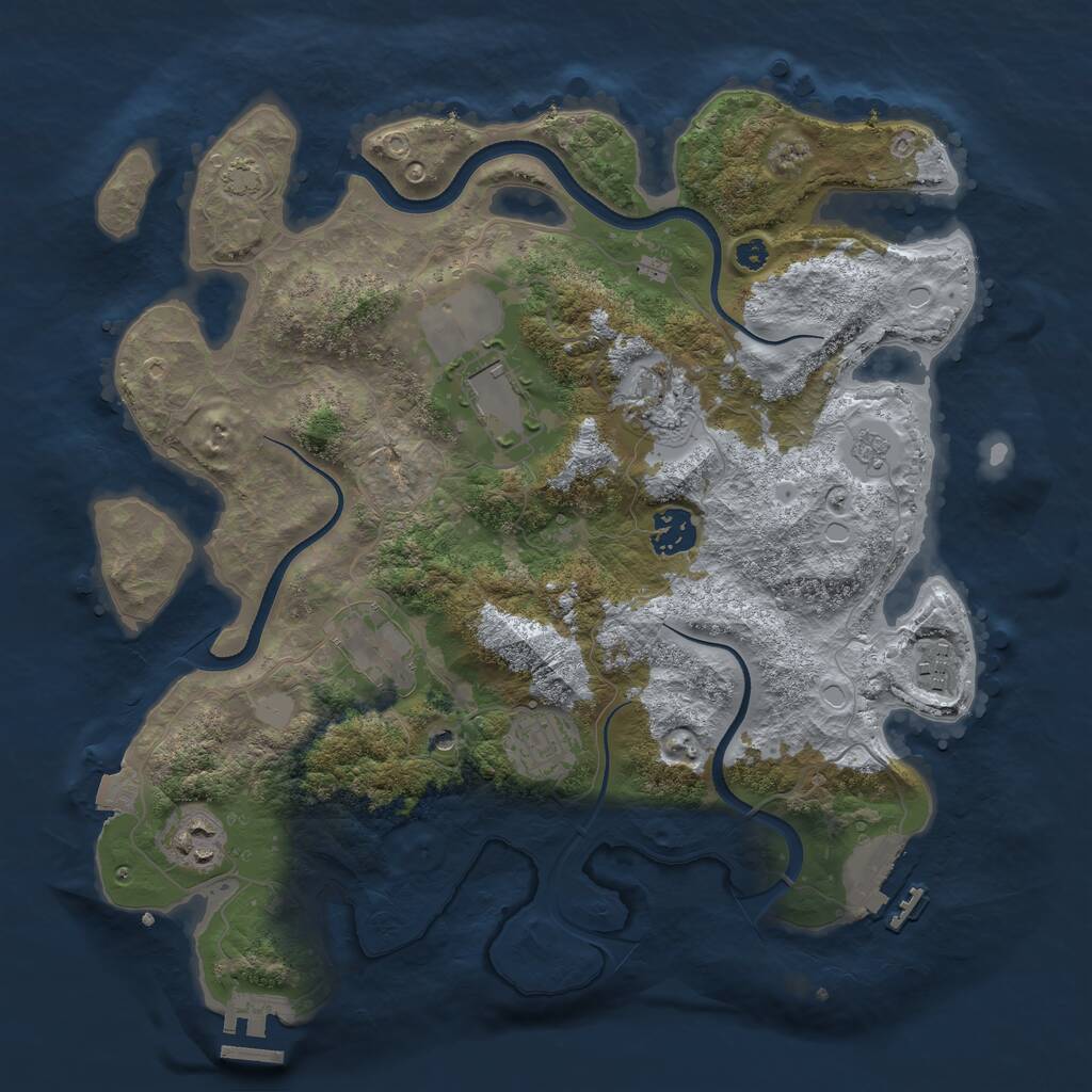 Rust Map: Procedural Map, Size: 3500, Seed: 1344363229, 13 Monuments