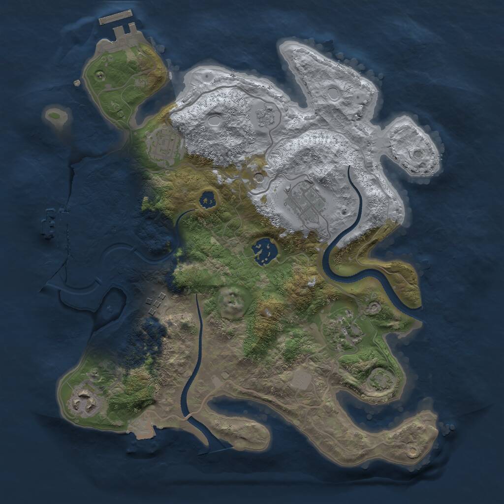 Rust Map: Procedural Map, Size: 3000, Seed: 906417687, 12 Monuments