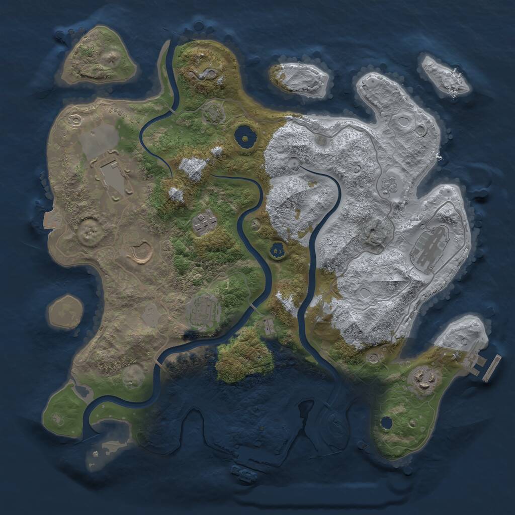 Rust Map: Procedural Map, Size: 3500, Seed: 2011563892, 12 Monuments