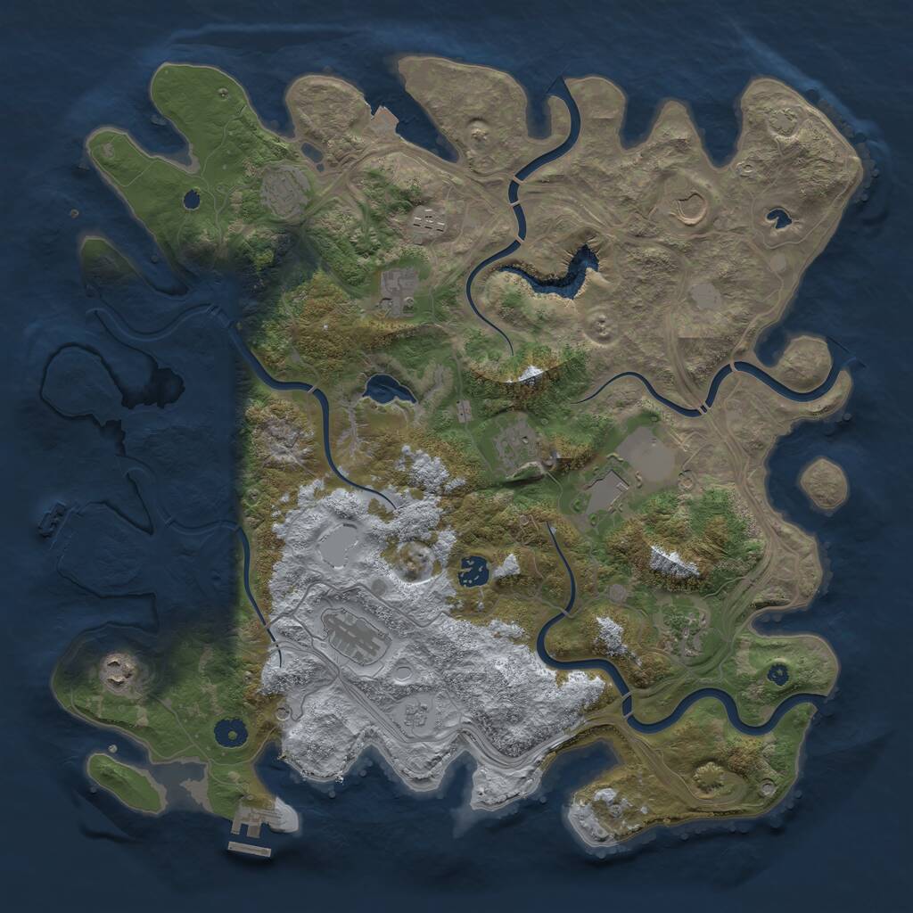 Rust Map: Procedural Map, Size: 4300, Seed: 812803417, 16 Monuments