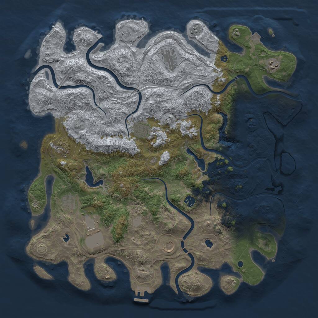 Rust Map: Procedural Map, Size: 4500, Seed: 853449591, 14 Monuments