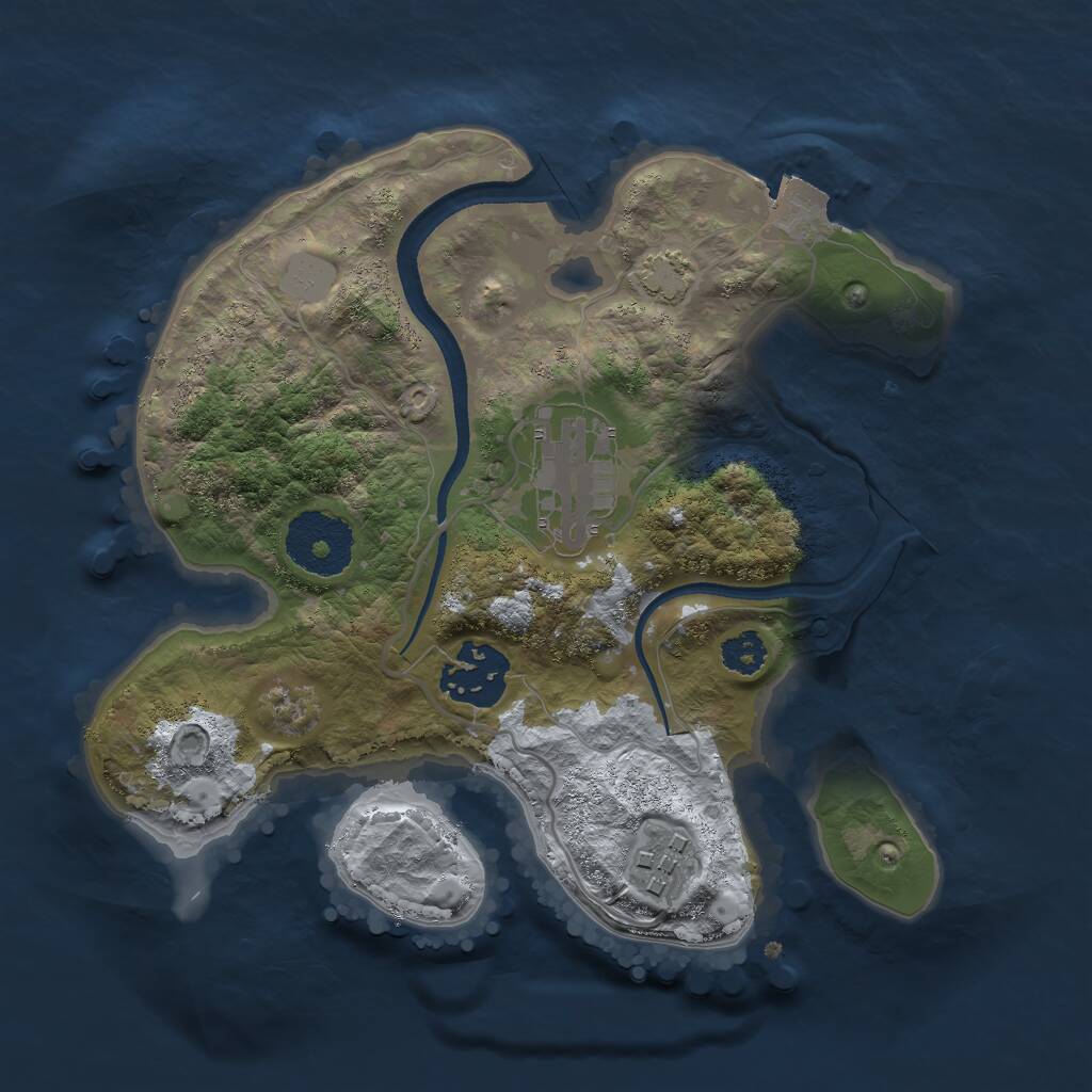 Rust Map: Procedural Map, Size: 2500, Seed: 1689813048, 5 Monuments