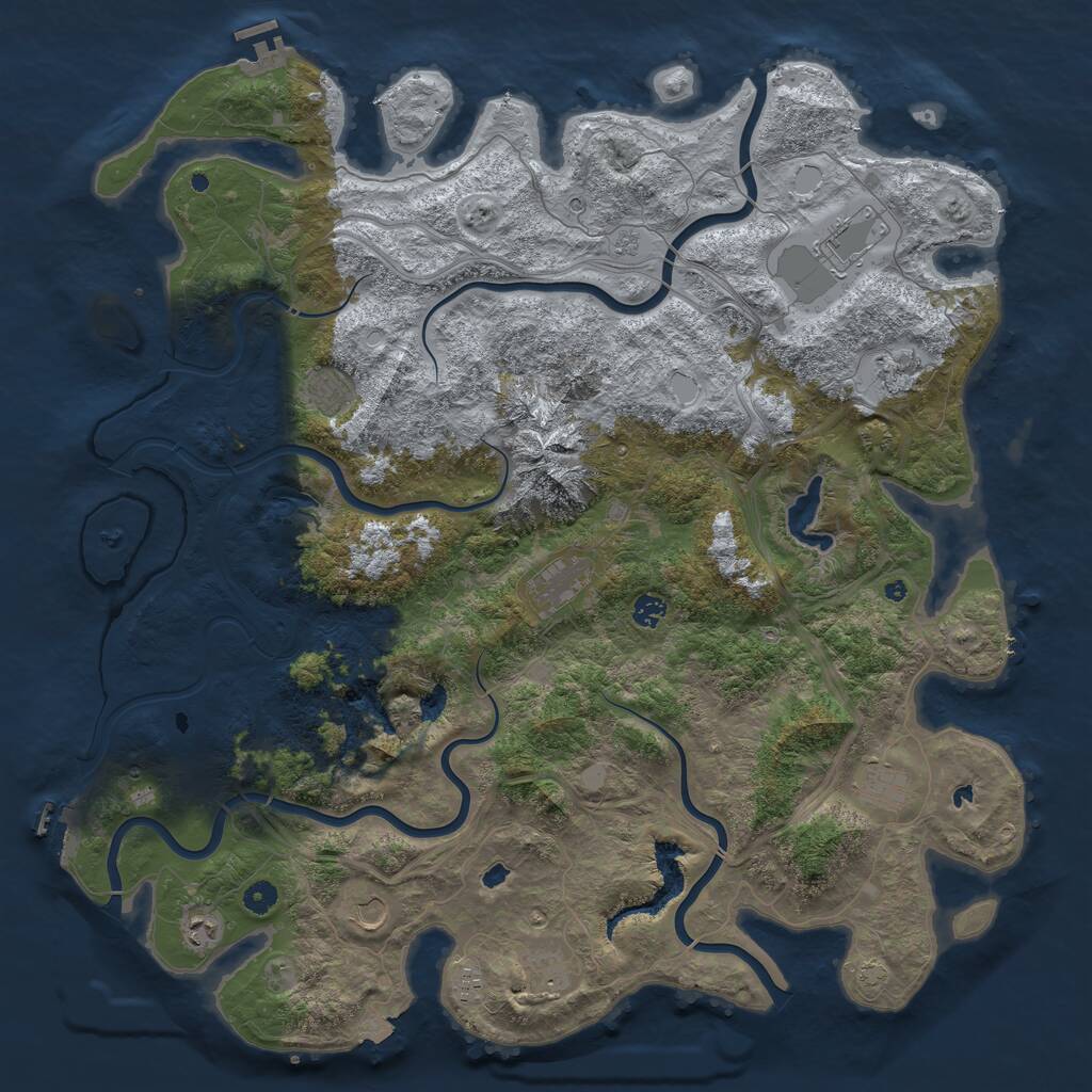 Rust Map: Procedural Map, Size: 5000, Seed: 91593016, 16 Monuments