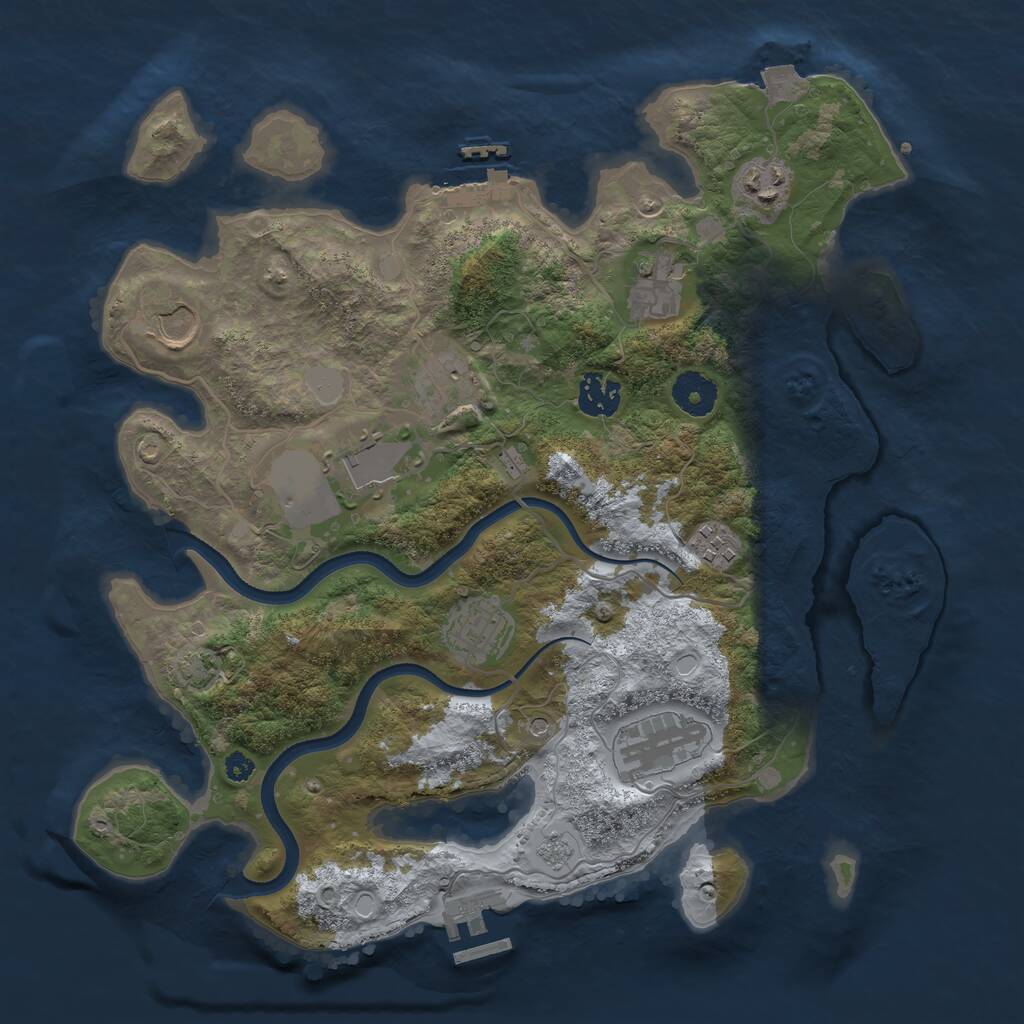 Rust Map: Procedural Map, Size: 3500, Seed: 56056, 15 Monuments
