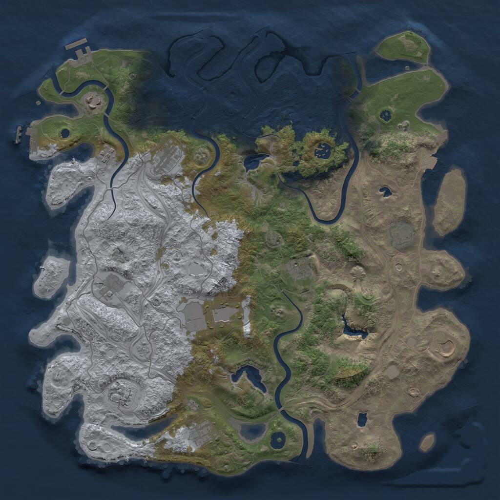 Rust Map: Procedural Map, Size: 4500, Seed: 56654, 17 Monuments