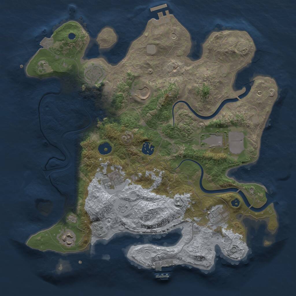 Rust Map: Procedural Map, Size: 3500, Seed: 481986, 14 Monuments