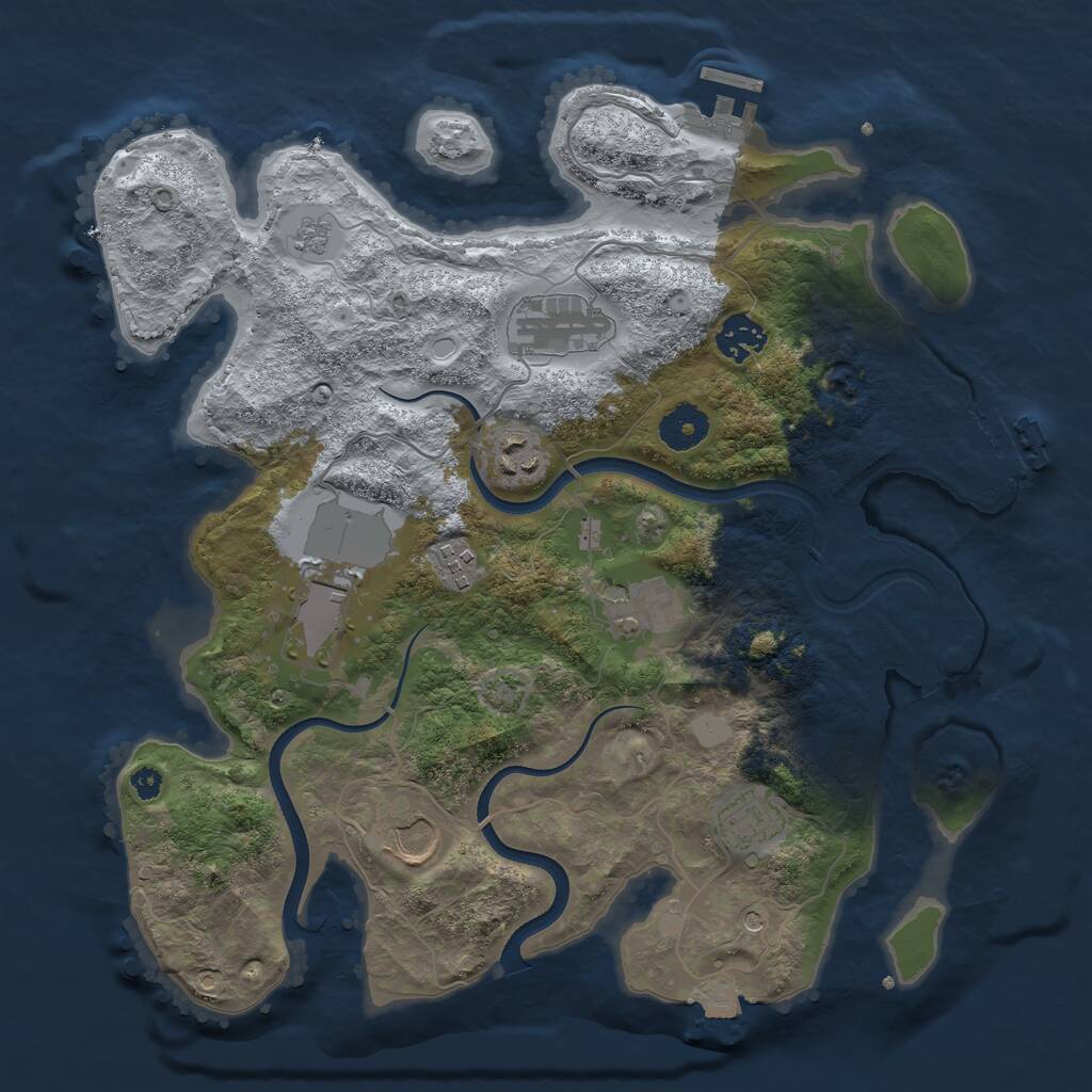 Rust Map: Procedural Map, Size: 3500, Seed: 1934571, 14 Monuments