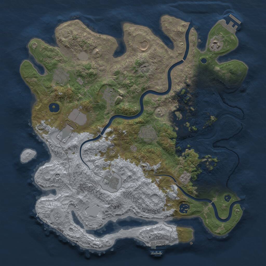 Rust Map: Procedural Map, Size: 3900, Seed: 400513122, 16 Monuments