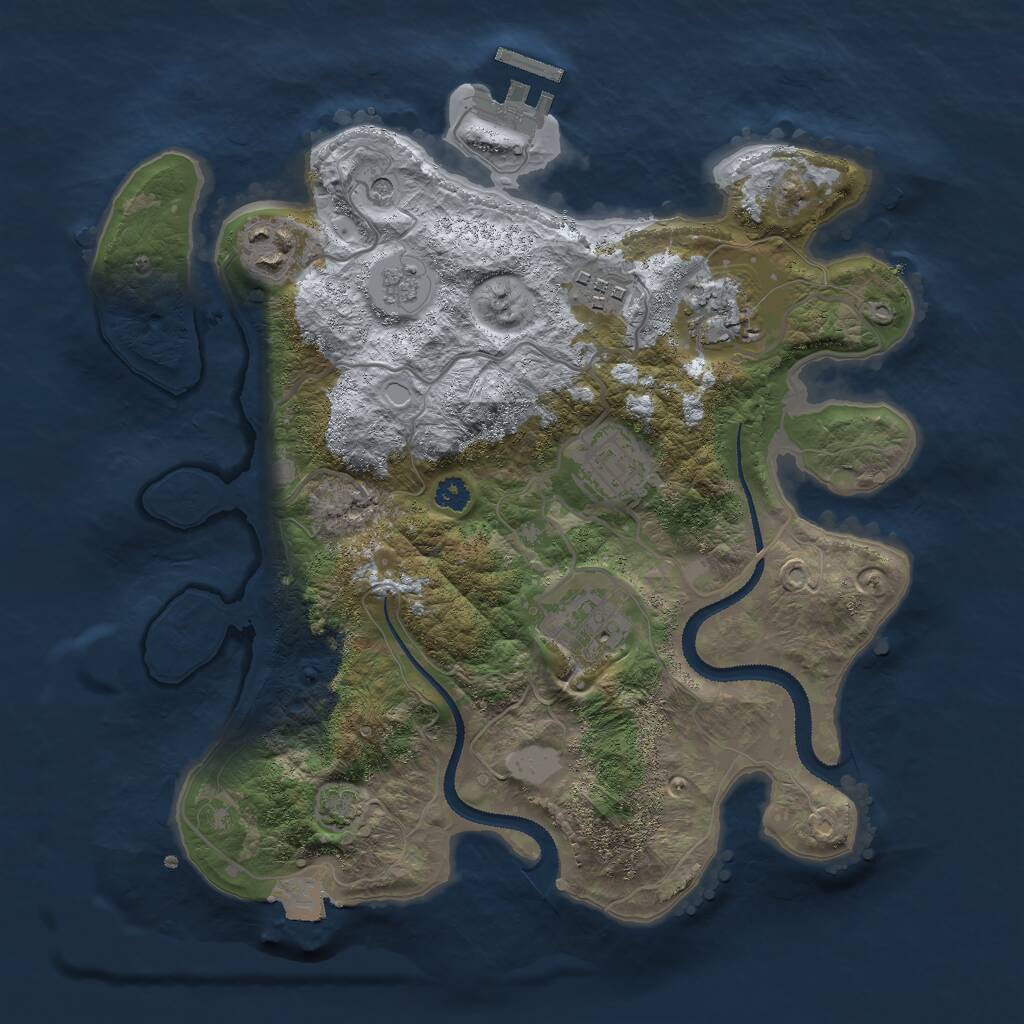 Rust Map: Procedural Map, Size: 3000, Seed: 10457824, 10 Monuments