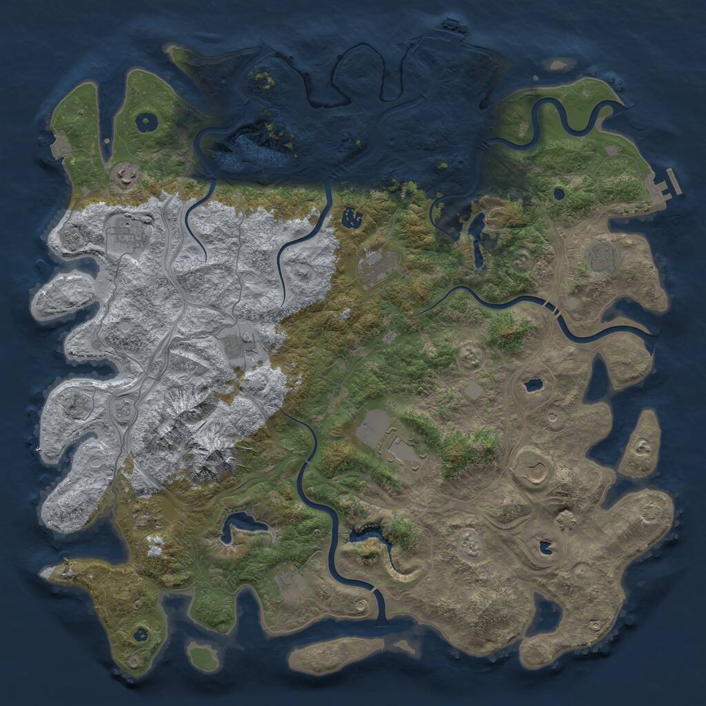 Rust Map: Procedural Map, Size: 5000, Seed: 5961242, 17 Monuments