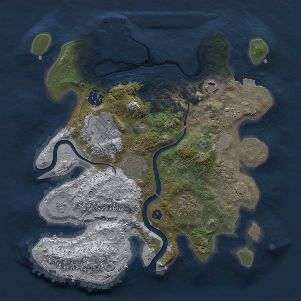 Rust Map: Procedural Map, Size: 3000, Seed: 214770850, 11 Monuments