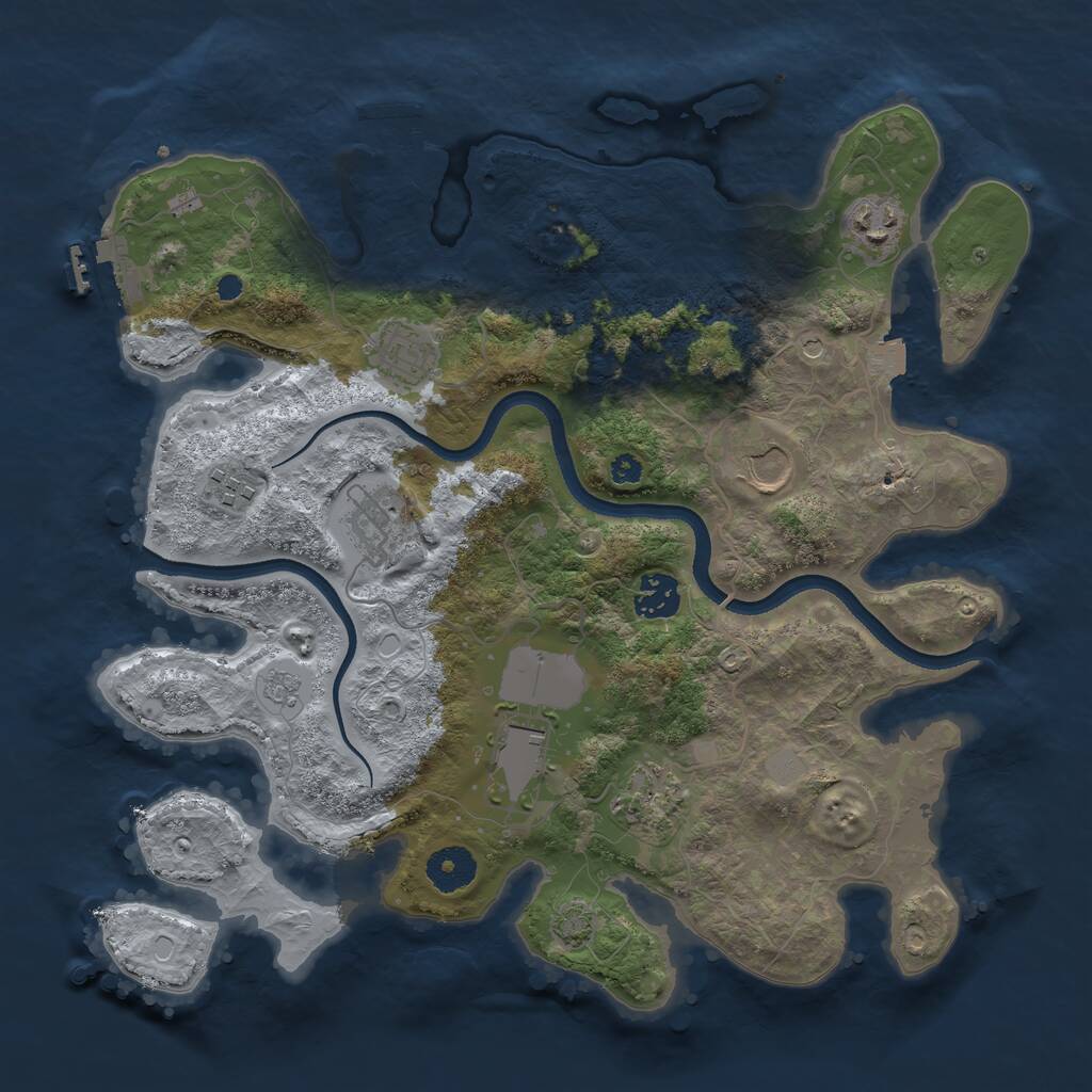 Rust Map: Procedural Map, Size: 3500, Seed: 1790006461, 14 Monuments