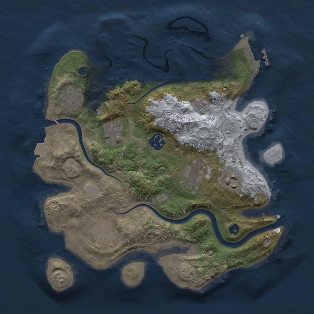 Rust Map: Procedural Map, Size: 3000, Seed: 39976, 13 Monuments