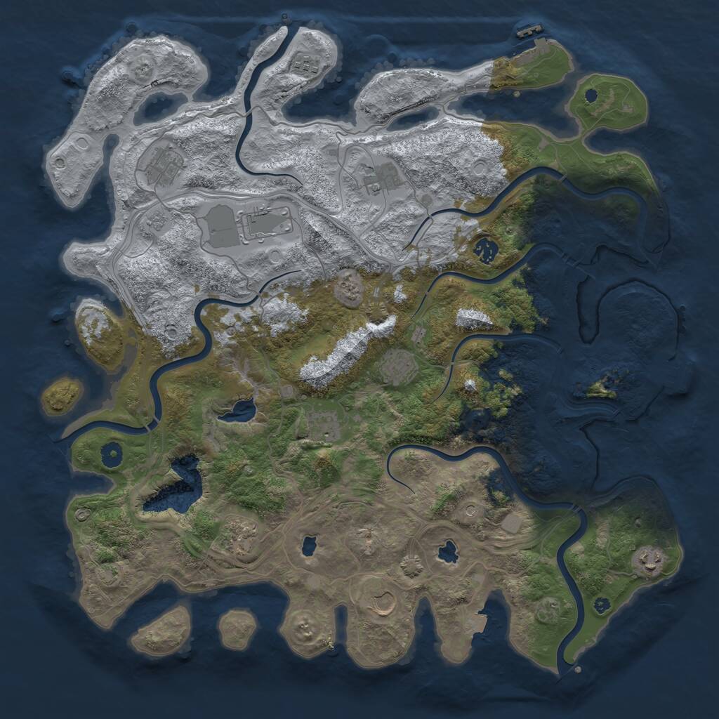 Rust Map: Procedural Map, Size: 4500, Seed: 51245, 16 Monuments