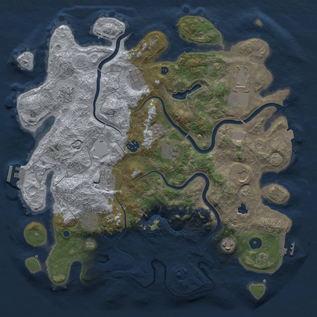 Rust Map: Procedural Map, Size: 4000, Seed: 79436, 16 Monuments