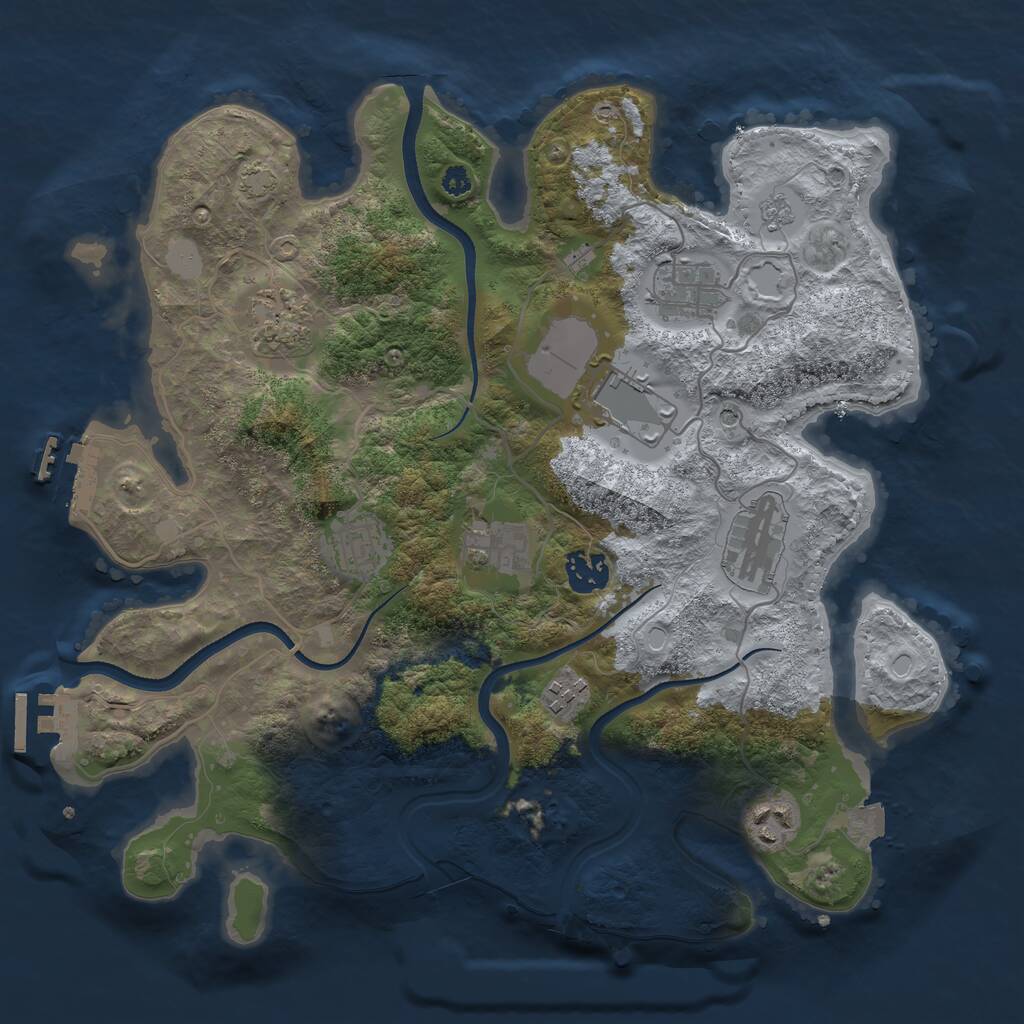 Rust Map: Procedural Map, Size: 3500, Seed: 1802847426, 15 Monuments