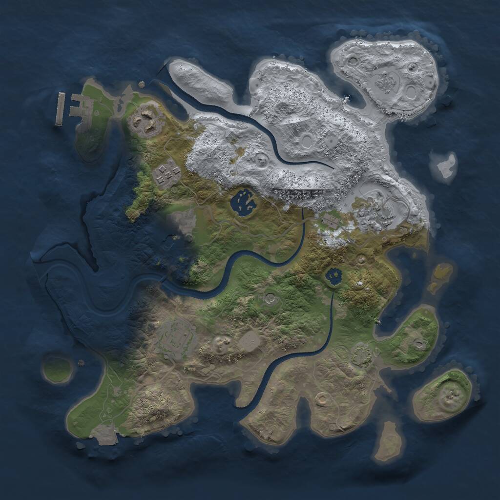 Rust Map: Procedural Map, Size: 3000, Seed: 1233123705, 11 Monuments