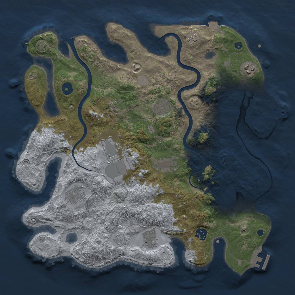 Rust Map: Procedural Map, Size: 3750, Seed: 1010203767, 15 Monuments