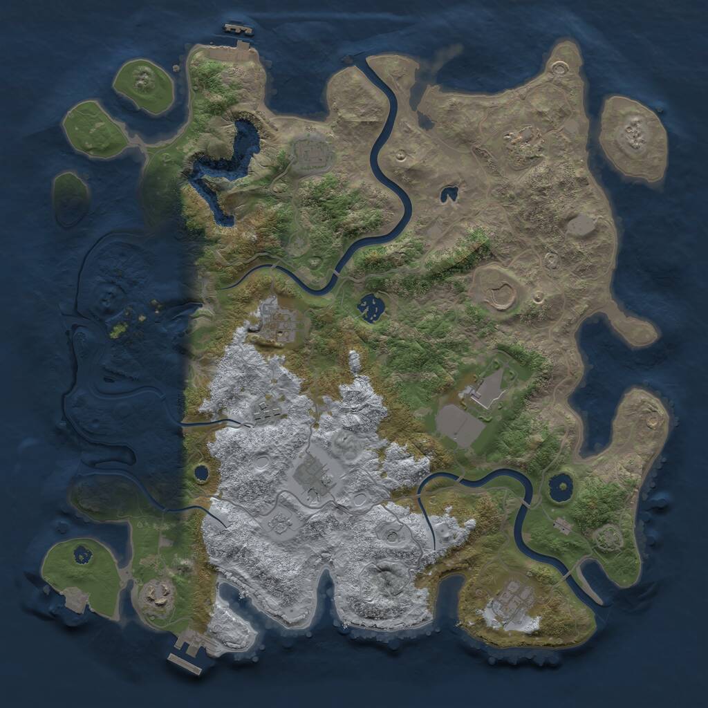 Rust Map: Procedural Map, Size: 4000, Seed: 1436704708, 16 Monuments