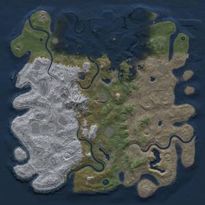 Thumbnail Rust Map: Procedural Map, Size: 5000, Seed: 1609138698, 17 Monuments