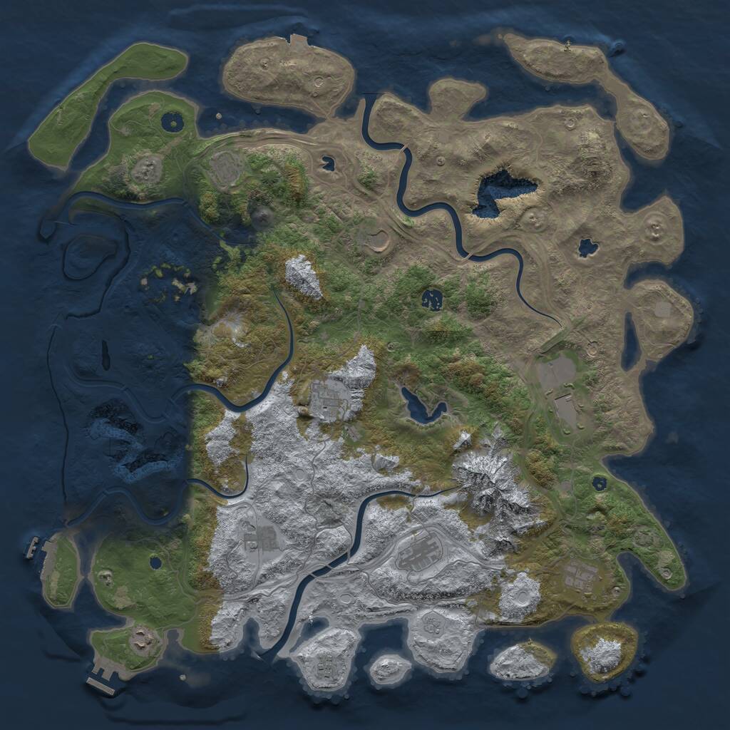 Rust Map: Procedural Map, Size: 5000, Seed: 2147157179, 16 Monuments