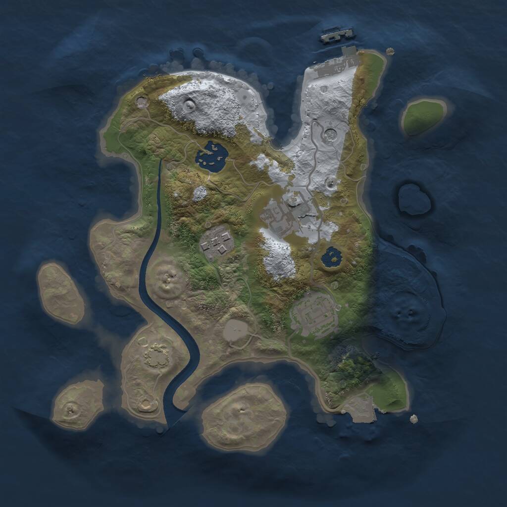 Rust Map: Procedural Map, Size: 2500, Seed: 254219417, 8 Monuments