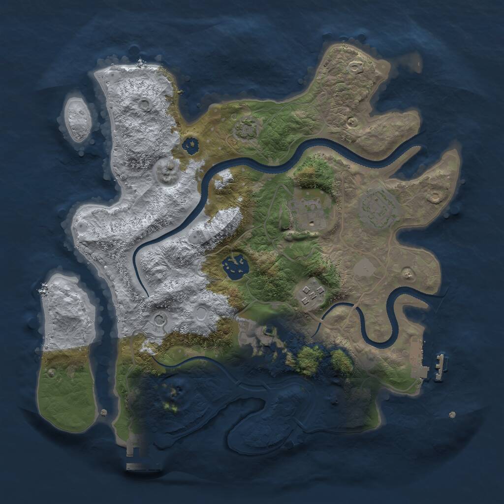 Rust Map: Procedural Map, Size: 3000, Seed: 25432352, 10 Monuments