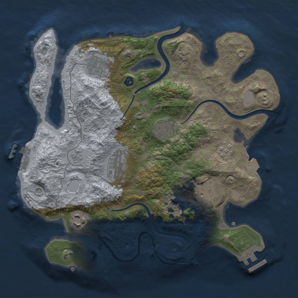 Rust Map: Procedural Map, Size: 3000, Seed: 1928296105, 12 Monuments