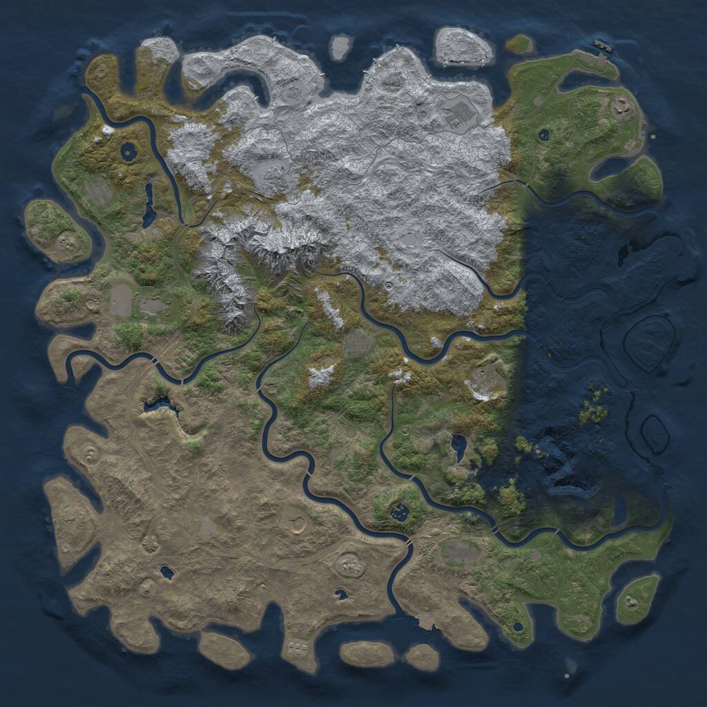 Rust Map: Procedural Map, Size: 6000, Seed: 93278, 17 Monuments