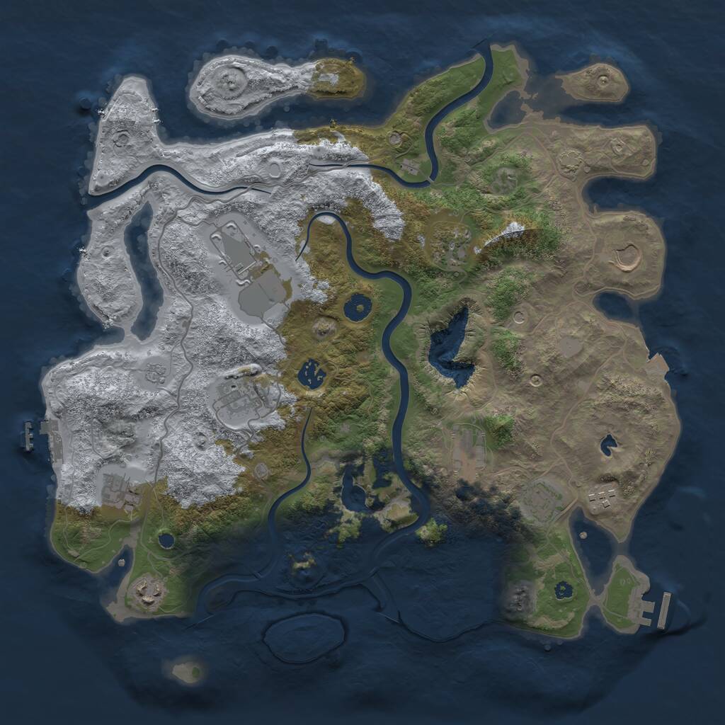 Rust Map: Procedural Map, Size: 4000, Seed: 34897, 16 Monuments