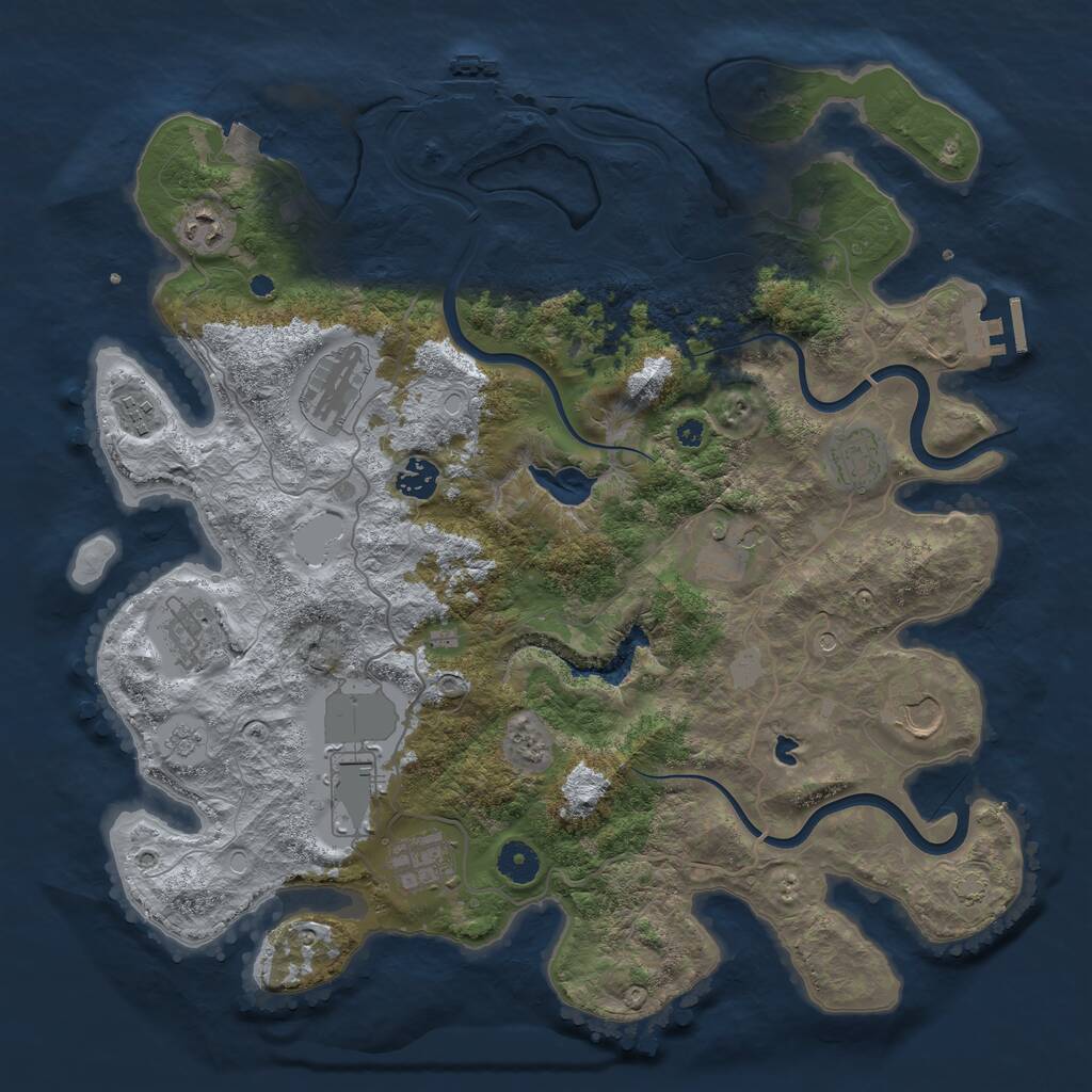 Rust Map: Procedural Map, Size: 4000, Seed: 1172980043, 16 Monuments