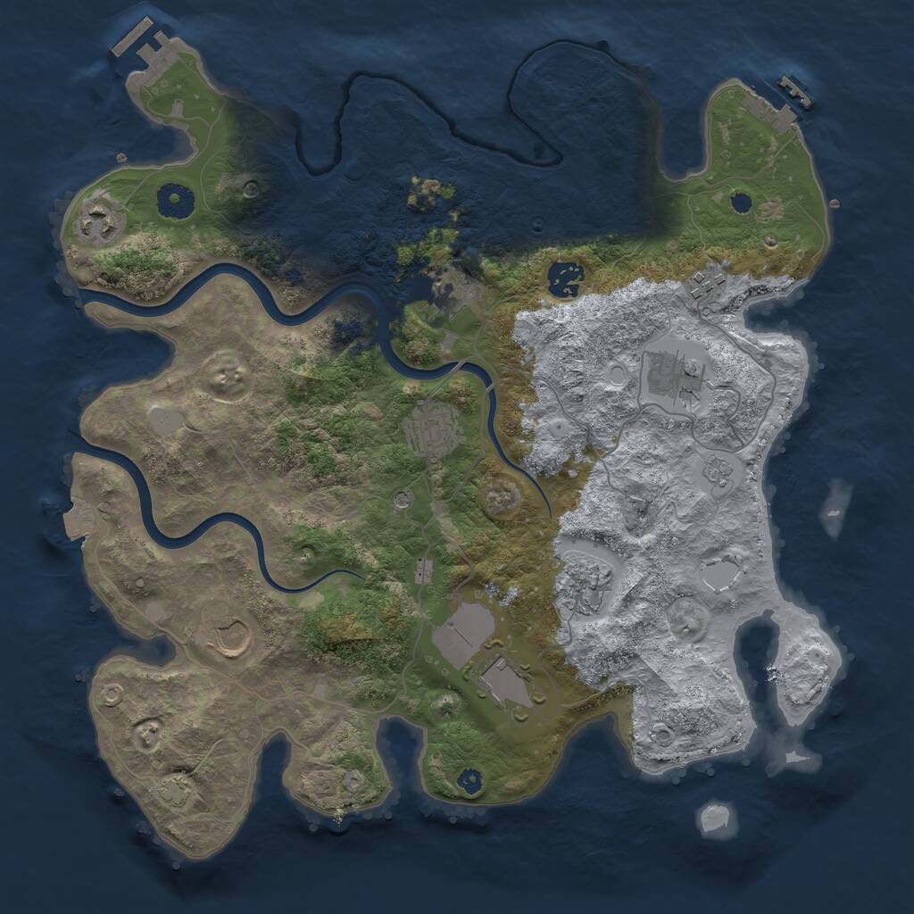 Rust Map: Procedural Map, Size: 3700, Seed: 1547222461, 15 Monuments