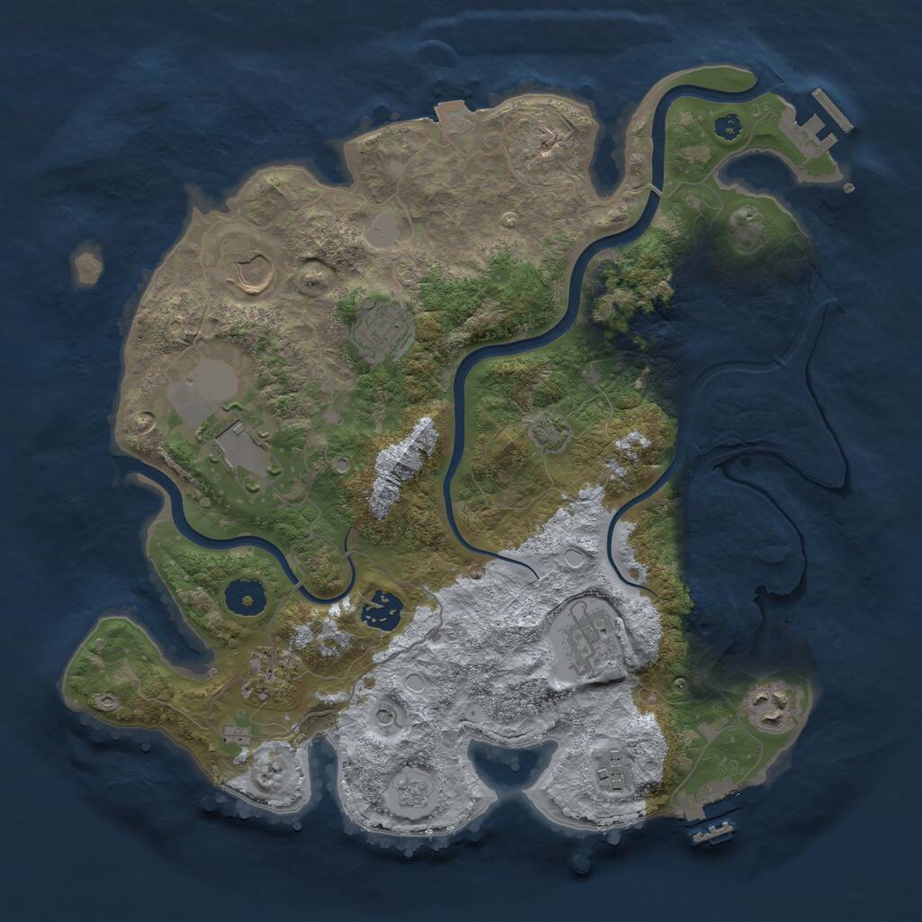 Rust Map: Procedural Map, Size: 3500, Seed: 2069113808, 14 Monuments