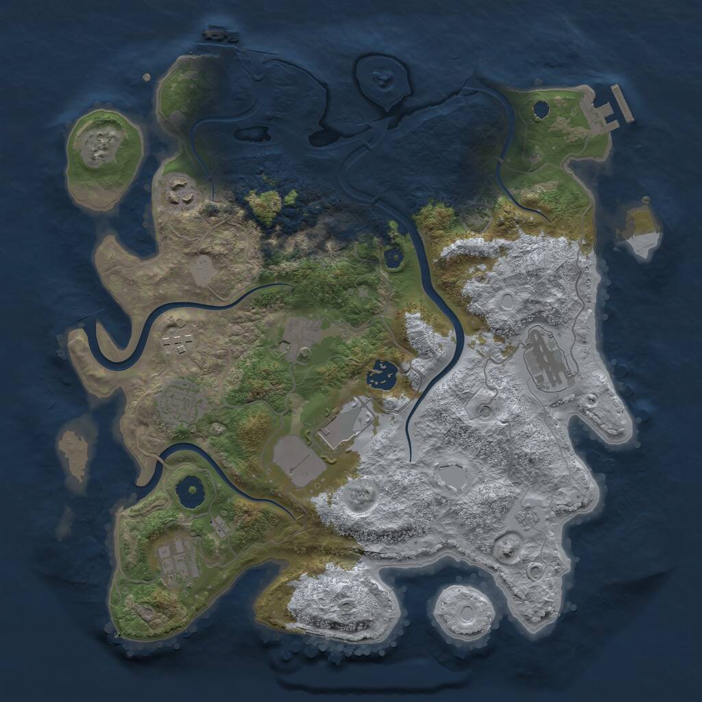 Rust Map: Procedural Map, Size: 3500, Seed: 497437746, 14 Monuments