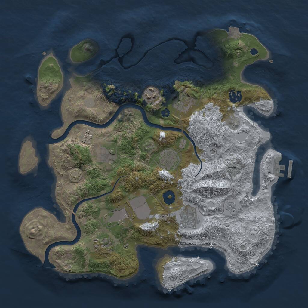 Rust Map: Procedural Map, Size: 3500, Seed: 1064520161, 14 Monuments