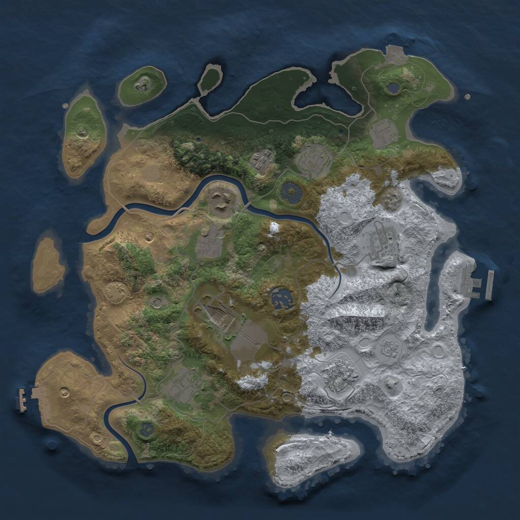 Rust Map: Procedural Map, Size: 3500, Seed: 1064520161, 17 Monuments