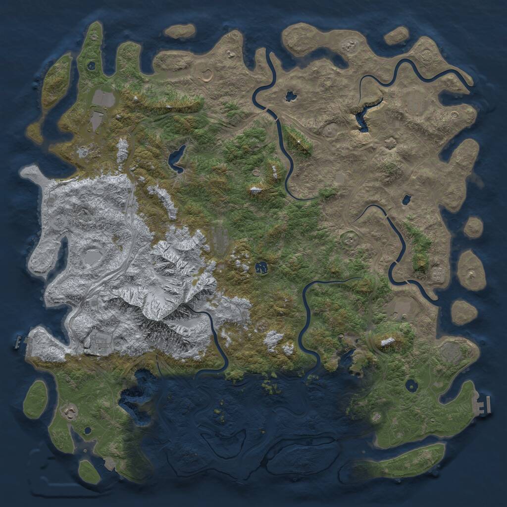 Rust Map: Procedural Map, Size: 6000, Seed: 604875893, 17 Monuments