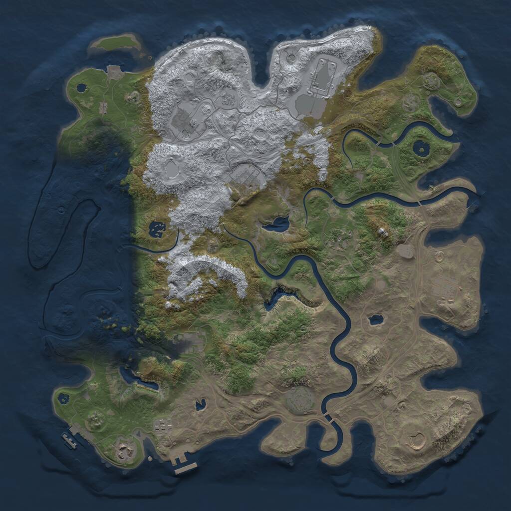 Rust Map: Procedural Map, Size: 4500, Seed: 1018168860, 17 Monuments