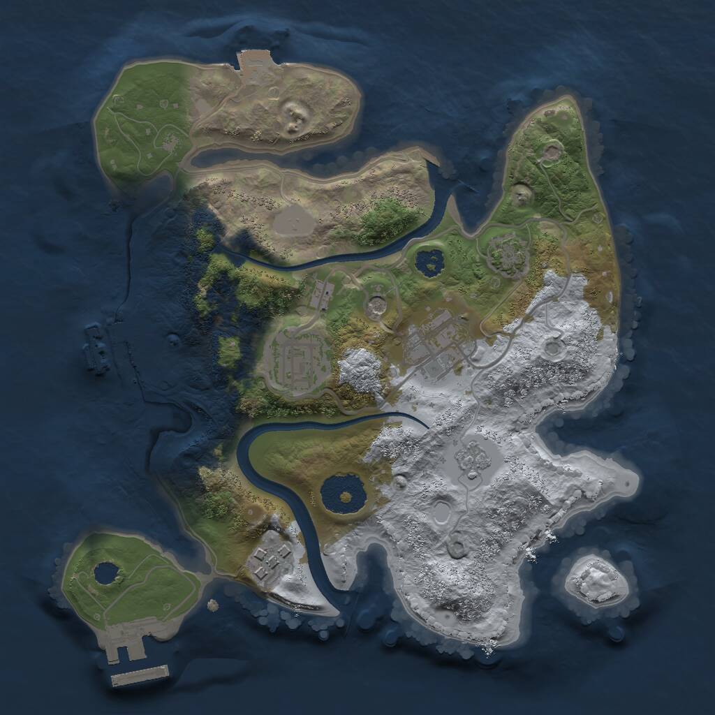 Rust Map: Procedural Map, Size: 2500, Seed: 1384645257, 9 Monuments