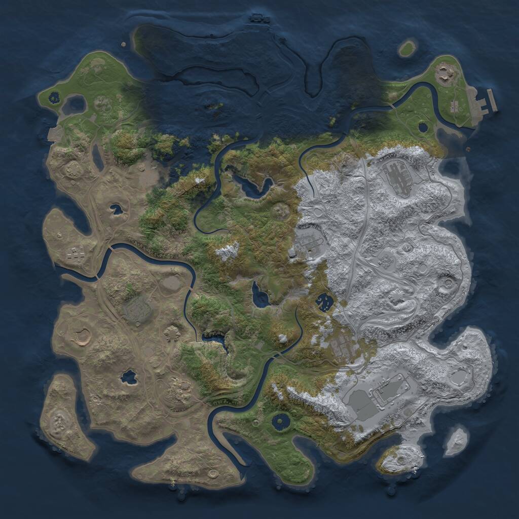 Rust Map: Procedural Map, Size: 4500, Seed: 834821925, 17 Monuments