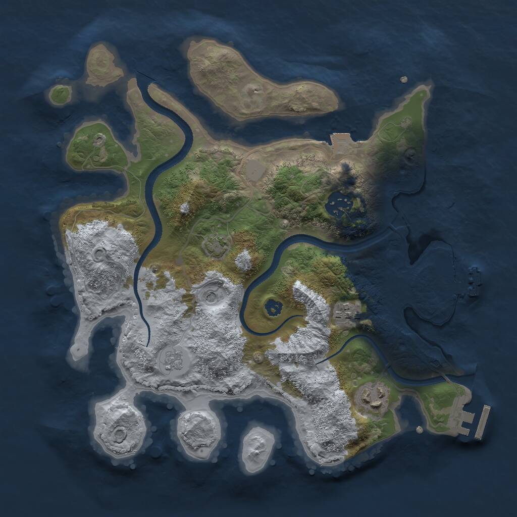 Rust Map: Procedural Map, Size: 3000, Seed: 465995310, 9 Monuments
