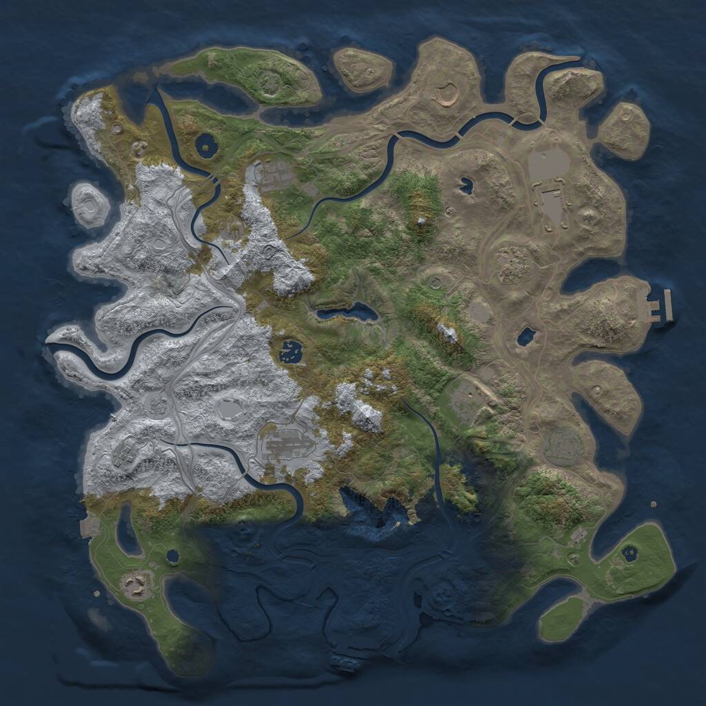 Rust Map: Procedural Map, Size: 4500, Seed: 1499944982, 16 Monuments