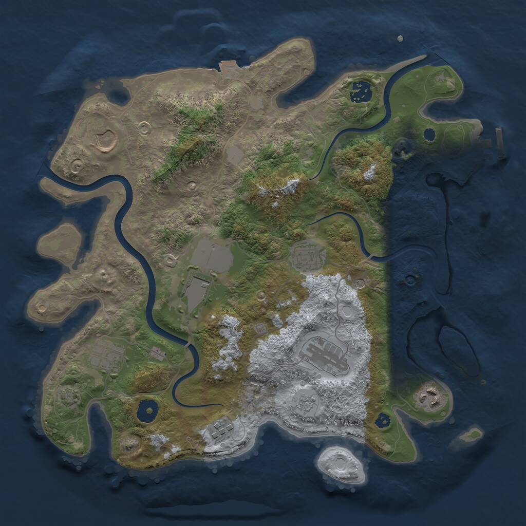 Rust Map: Procedural Map, Size: 3500, Seed: 1649588443, 13 Monuments