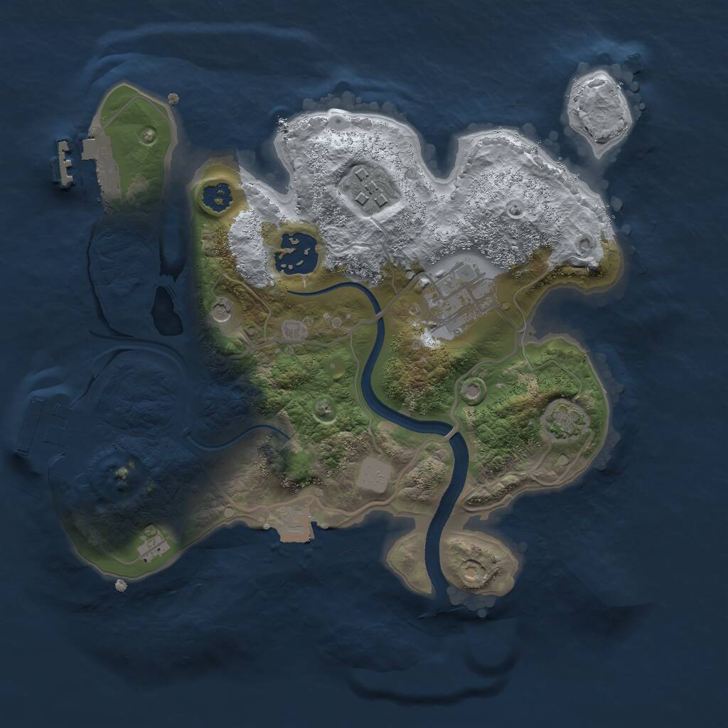 Rust Map: Procedural Map, Size: 2500, Seed: 843721932, 8 Monuments
